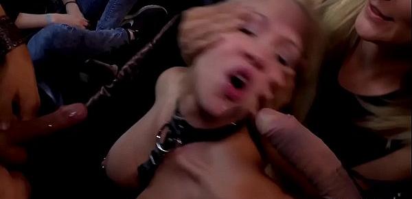  Blonde in bondage fisted in public cafe
